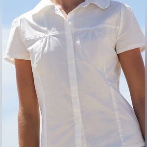 White Short Sleeve Button-Up Shirt